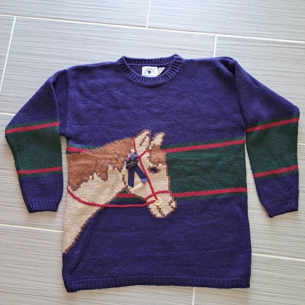 Heartstrings Girls Horse Size 14 Novelty Graphic Sweater Embellished Embroidered
